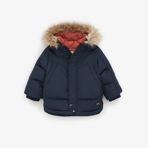 Zara Down Warm Puffer Jacket Coat with Fur Hood